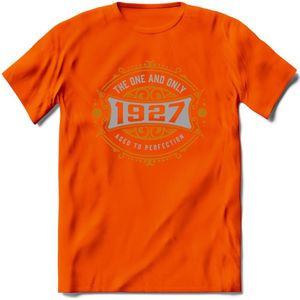 1927 The One And Only T-Shirt | Goud - Zilver | Grappig Verjaardag En Feest Cadeau | Dames - Heren | - Oranje - 3XL