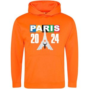 Parijs 2024 Oranje Hoodie - nederland - sport - atletiek - hardlopen - paris - eiffeltoren - goud - holland - unisex - trui - sweater - capuchon