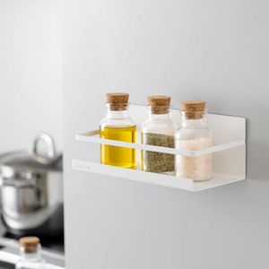 Magnetisch kruidenrek ophangbaar zonder boren - Navaris - 244 x 12 x 93 cm - Wit - Keukenrek van ijzer .
