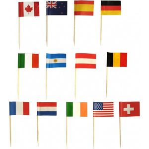 Internationale vlaggetjes prikkers 500 stuks - Landen vlag cocktailpikkers van vele landen