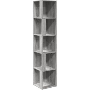 The Living Store Hoekkast 33x33x164,5 cm bewerkt hout grijs sonoma eikenkleurig - Hoekkast - Opbergkast - Houten Kast - Grijze Kast - Vintage Kast