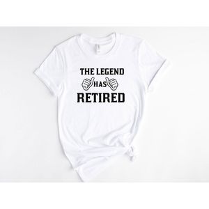 Lykke The Legend Has Retired| Pensioen | Unisex T-shirt | Retired Dames |Retired Heren| Wit |Maat L