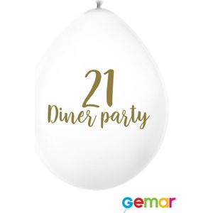 Ballonnen 21 Diner Wit met opdruk Goud (lucht)
