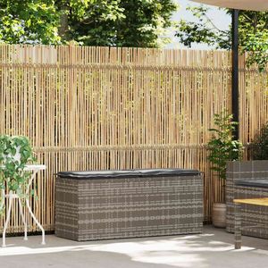 The Living Store Tuinbank met kussen 110x40x44 cm poly rattan grijs - Tuinbank - Polyrattan Bank - Buitentijdbank - Lounge Set - Tuinset