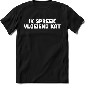 Ik Spreek Vloeiend Kat - Katten T-Shirt Kleding Cadeau | Dames - Heren - Unisex | Kat / Dieren shirt | Grappig Verjaardag kado | Tshirt Met Print | - Zwart - L