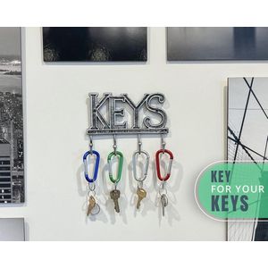 Sleutelhouder ""Keys"" - Aan de wand gemonteerde Westerse Sleutelhouder | 4 Sleutelhangers |Decoratief Gietijzeren Sleutelrek| met Schroeven en Ankers - 6x8