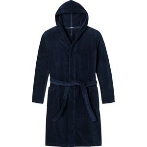 SCHIESSER dames badjas, dik badstof, capuchon, donkerblauw -  Maat: XL