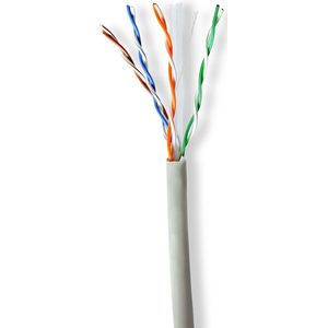 Nedis Netwerk Kabel Rol - CAT6 - Stranded - U/UTP - CCA - 305.0 m - Binnenshuis - Rond - PVC - Grijs - Trekdoos