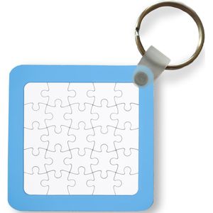 Sleutelhanger - Witte puzzel - Plastic - Rond - Uitdeelcadeautjes
