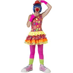Funny Fashion - Clown & Nar Kostuum - Grappige Clown Canadia - Vrouw - Multicolor - Maat 32-34 - Carnavalskleding - Verkleedkleding