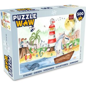 Puzzel Strand - Dieren - Kinderen - Vuurtoren - Jongens - Legpuzzel - Puzzel 500 stukjes