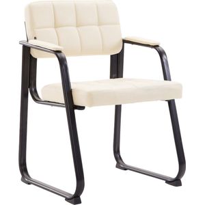 Stoel - Creme - Met armleuning en rugleuning - Vergaderstoel - Bezoekersstoel - Zithoogte 49cm