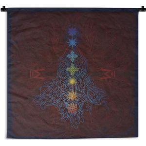 Wandkleed De Zeven Chakra's - Sierlijke illustratie van de zeven chakra's Wandkleed katoen 150x150 cm - Wandtapijt met foto