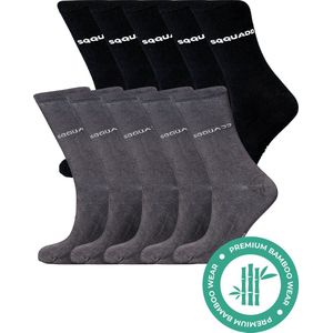 SQQUADD® Bamboe Sokken Dames en Heren - Unisex 10-pack - Maat 47-50 - Naadloos en Duurzaam - Tegen Zweetvoeten - Bamboo - Zwart