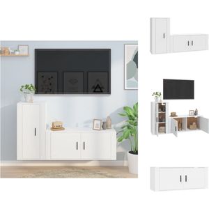vidaXL TV-meubelset - Klassiek design - Stevig bewerkt hout - Voldoende opbergruimte - Wandgemonteerd - Wit - 100 x 34.5 x 40 cm - 40 x 34.5 x 80 cm - vidaXL - Kast