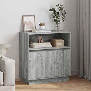 vidaXL - Sideboard - met - LED - Grijs - Sonoma - 71x34,5x75 - cm - Gelaagd - Hout