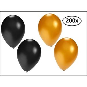 Ballonnen helium 200x zwart en goud - Black and gold party festival thema feest