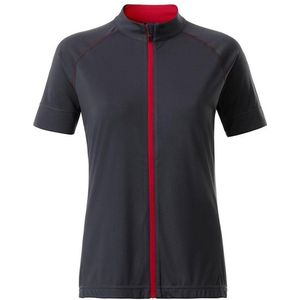 James and Nicholson Dames/damesfietsen Volle Ritssluiting T-Shirt (Titan Grey/Tomato)