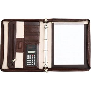 Italian Leather Folio with Retractable Handels - Business Conference Folder (7121 BR)
