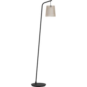 EGLO Fattoria Vloerlamp - E27 - 170 cm - Zwart/Bruin/Wit - Hout /Textiel