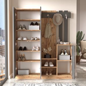 Elegante en ruimtebesparende vestiaire | Melamine coating | Atlantic Pine Antraciet