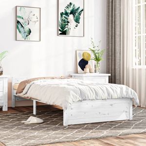 The Living Store Bedframe Massief Grenenhout - Eenpersoons - 195.5 x 80.5 x 51 cm - Wit