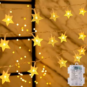 6M Warm Witte Ster Lichtslingers - Fairy Lights Batterij met 8 Verlichtingsmodi - IP65 Waterdichte Kerstverlichting - Indoor en Outdoor Decoratie