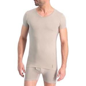 Noshirt Lite - Heren Ondershirt – Reguliere V-Hals – Supima Katoen - Dun & Onzichtbaar – Khaki – Maat S