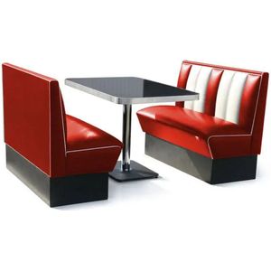 2 x Classic Dinerbooth Rood + Tafel