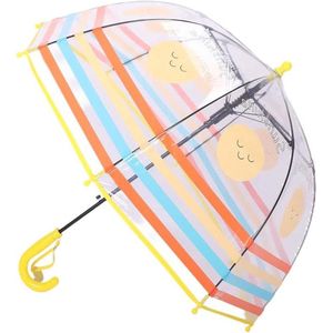 Kids Paraplu 8 Fiber Ribs Winddicht Gebogen Handvat Transparant Dome Bubble Paraplu voor Kerstmis Party Verjaardag Cadeau Gele Regenboog Gele regenboog - Kinderen - Feestelijk. koepel paraplu