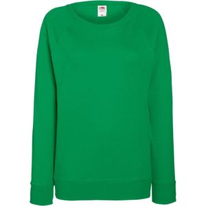 Fruit OF The Loom Dames Getailleerd lichtgewicht raglan sweatshirt (240 GSM) (Kelly Groen)