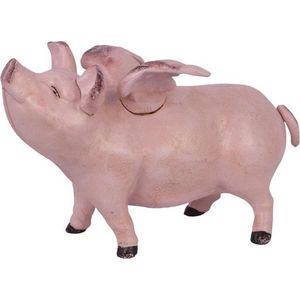 Spaarpot - Vliegend varken - Gietijzer sculptuur - 21 cm hoog