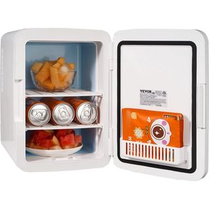 10 L / 12 blikjes minikoelkast, 2 in 1 kleine koelkast Koel- en verwarmingsfunctie, slot Compacte drankkoelkast 9V DC / 220V AC voor kantoor en slaapzaal Drank Cosmetisch wit