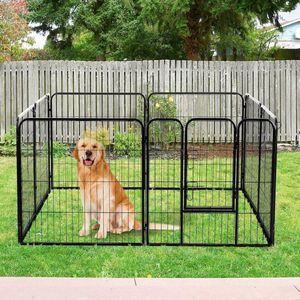 Hondenren - Puppyren - Hondenkennel - 8 Kennelpanelen - Staal - 100 cm hoog - 640 cm omtrek - Uitbreidbaar