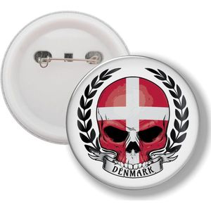 Button Met Speld - Schedel Vlag Denemarken
