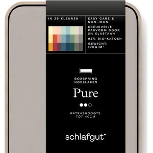 schlafgut Jersey Pure hoeslaken extra hoog - Eenpersoons L - 140x200 - 160x220 496 Sand Mid