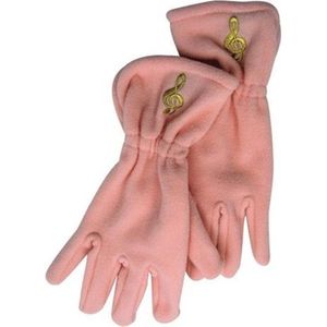 Fleece handschoenen met vioolsleutel, roze Maat S