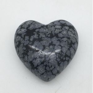 Sneeuwvlok obsidiaan edelsteen hart 3 x 3 cm zwart wit reinigende beschermer en geeft inzicht