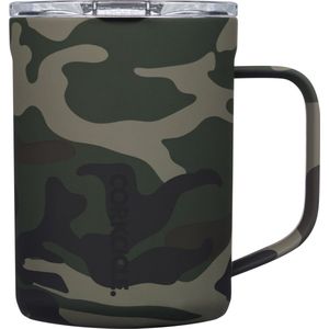 Corkcicle WOODLAND CAMO Koffiebeker-Camouflage- - Koffiemok To Go - Thermosbeker - RVS & driewandig Koffie Beker - 475ml - Woodland Camo