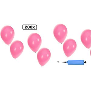 200x Ballonnen baby rose + ballonpomp - Ballon carnaval festival feest party verjaardag landen helium lucht thema