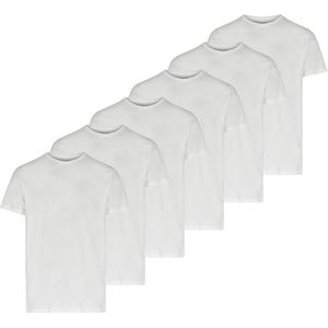 Phil & Co Ondershirt Heren T-shirt Ronde Hals Regular Fit 6-Pack Wit - Maat L