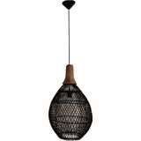 HSM Collection - Hanglamp Rotan - Zwart/naturel - Rotan/teak