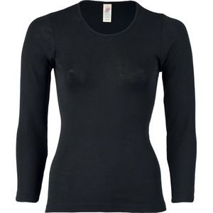 Engel Natur Dames Shirt Lange Mouw Zijde Merino Wol GOTS - wol zwart 42/44L
