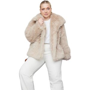 Trendyol Beige Bontjas Met Normale Pasvorm Tbbaw25Aw00000