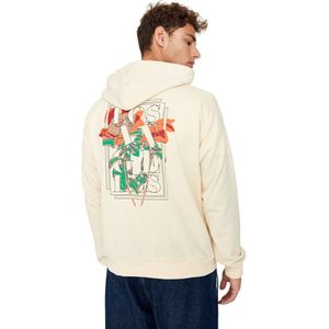 Trendyol Zwarte Oversized/Wijde Snit Capuchon Sweatshirt Met Bloemenprint Tmnaw22Sw0155