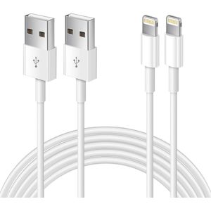 2 Pack - 1 Meter Geschikt voor: Lightning kabel naar USB 2.0 A Male oplaadkabel Geschikt voor: Apple iPhone iPod Airpods & iPad - Wit