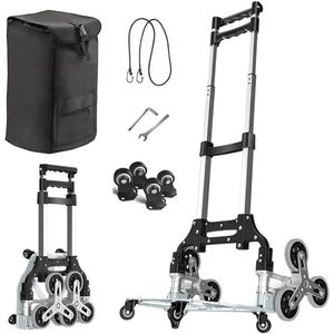 Stemily Boodschappentrolley - Trapklimwagen - Opvouwbaar - 75KG op Vlakke Grond - 35KG op Trappen - 40 × 11 × 64,5 cm