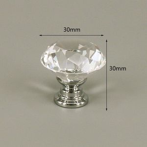 3 Stuks Meubelknop Kristal - Transparant & Zilver - 3*3 cm - Meubel Handgreep - Knop voor Kledingkast, Deur, Lade, Keukenkast