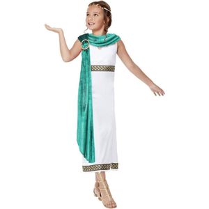 Smiffy's - Griekse & Romeinse Oudheid Kostuum - Deluxe Romeinse Livia De Machtigste - Meisje - Groen, Wit / Beige - Medium - Carnavalskleding - Verkleedkleding