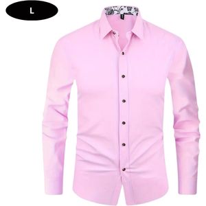 Bovista Overhemd Heren - Volwassenen - Lange Mouwen - Strijkvrij - Lange Mouw - Roze - Maat L